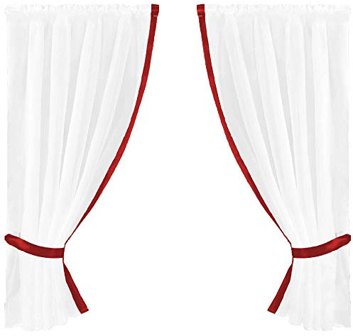 Arsvita Gardinenset mit Stangendurchzug, Serie: Satin ca. 140x120 cm Auswahl: rot - Bordeaux