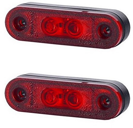 BUL BARS 2 x 2 SMD LED Rot Begrenzungsleuchte Seitenleuchte mit Gummi-Pad 12V 24V E-Prüfzeichen Positionsleuchte Auto LKW PKW Lampe Leuchte Licht Universal