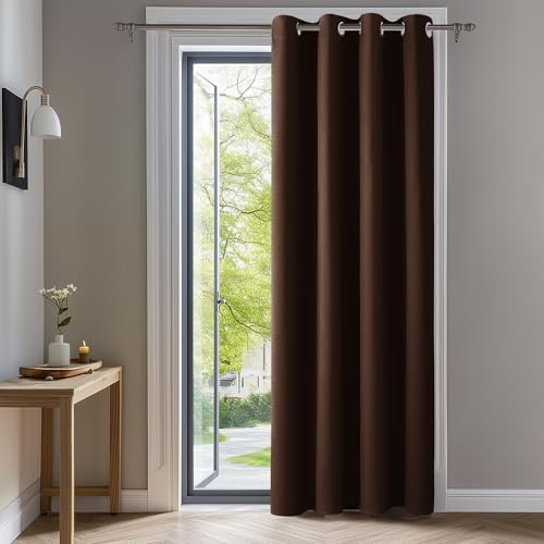 Deconovo Rideaux Occultants Isolant Thermique Anti Froid, 140x240 CM (Largeur x Hauteur), Design Moderne à Oeillets, Rideaux pour Chambre Gar?on, Chocolat, 1Pièces