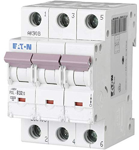 Eaton PXL Miniaturüberlastschalter Typ D, Pol 3-polig 32A 400V ac, Abschaltvermögen 10 kA xPole 48 V dc