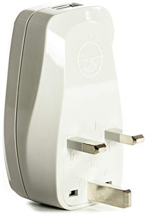 OREI 3 in 1 UK Travel Adapter Plug with USB and Surge Protection - Grounded Type G - Great Britain, Hong Kong, Singapore & More