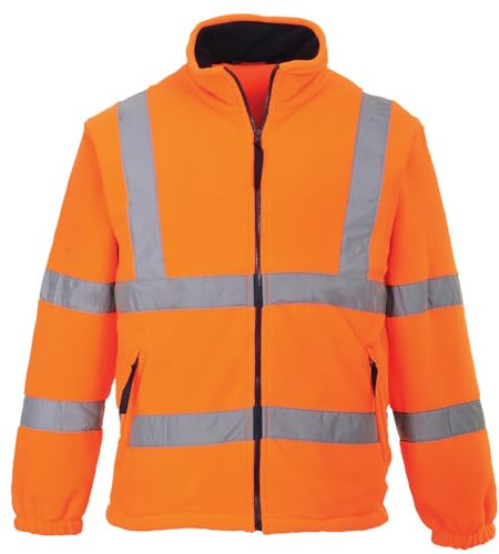 Portwest F300 Fleece Polyester 3 Taschen Winddicht Stehkragen Reflektierend | Orange, M, EN ISO 20471 Klasse 3, Interaktiver Reißverschluss, 2 Sichere Seitentaschen, Langarm, Strapazierfähig