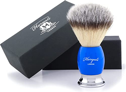 Haryali London, Mens Shaving Brush – Silver Tip Badger Hair Shaving Brush for Men, Wet Shaving Cream Brush, Sustainable Beard Shave Brush with Resin Handle and Chrome Base