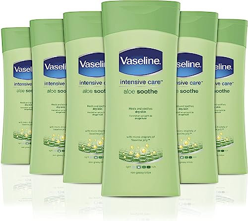 Vaseline Intensive Care Aloe Soothe guérit et rafraîchit la peau Lotion corporelle pour peaux sèches 6 x 200 ml