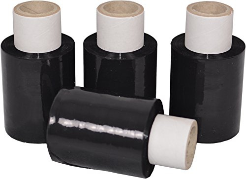 Freiziel® 40 Mini-Rollen Beste-Folie Stretchfolie 23my 100mmx150m - 0,370 Kg Handfolie Wickelfolie (schwarz)