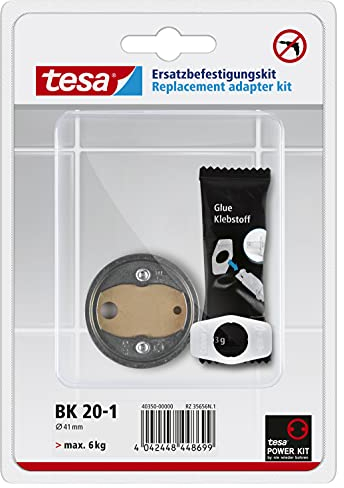 tesa Power.Kit-Adapter BK20, selbstklebendes Ersatzteil-Set, Zamak-Ring, Durchmesser 41mm, Höhe 8mm