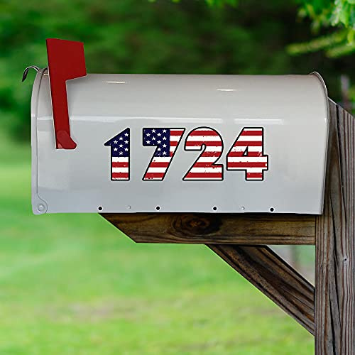 VWAQ Personalized Mailbox Address Decals - Mailbox US American Flag - Custom Mailbox Numbers Vinyl Stickers - TTC2-P