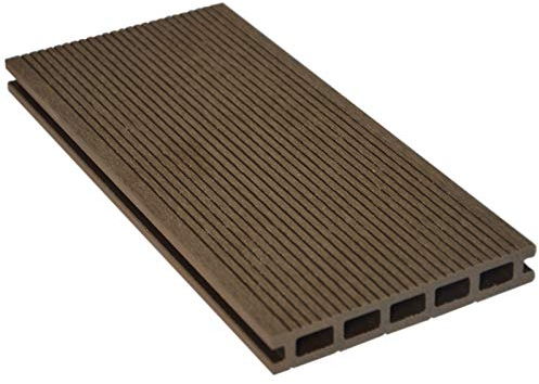 HORI® WPC/BPC Terrassendielen Komplettset | Hohlkammerdiele Bali Braun | Inkl. auswählbare Unterkonstruktion & Clips | Wetterfest, pflegeleicht & rutschhemmend I Dielenlänge 5 m I Fläche 36 m²