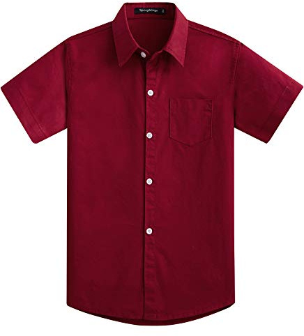 Spring&Gege Jungen Einfarbig Hemden Kurzarm Baumwoll Formale Schuluniform | Kurzarm, 100% Baumwolle, einfarbig, klassischer Kragen, Schuluniform, für Jungen 3-14 Jahre