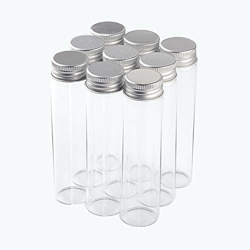 12 piezas de botellas de vidrio transparente artesanales 60 ml con cubierta de aluminio plateado para deseo y recolección de almacenamiento de joyas DIY