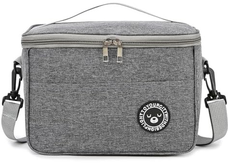 TUXUNQING Kühltasche 7.5L faltbar, Isoliertasche für Picknick, Reisen & Arbeit, Wiederverwendbare Lunchtasche mit Tragegriff, wasserabweisend, geeignet für Lebensmittel, Getränke (Grau/26*16*18cm)