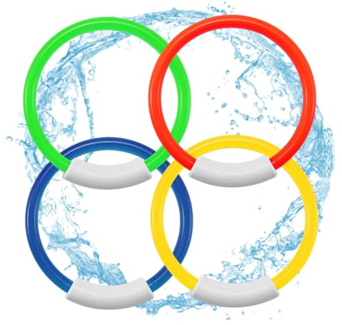 Lawnrden Anillo de Buceo para natación, Juguetes de Buceo en Piscina, Anillo subacuático, Juguete de hundimiento para Piscina, Juego de Entrenamiento de natación, 4 Piezas de Forma Redonda