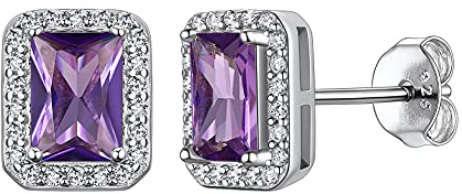 Suplight Pendientes de plata con circonita, pendientes de mujer de plata 925 con piedras de la suerte, 12 meses, accesorios elegantes con caja de regalo