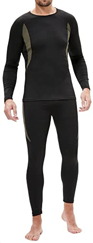 BenBoy Biancheria Intima Termica Uomo Set di Biancheria Funzionale Intima Traspirante Base Layer Invernale Termiche Abbigliamento Termico Intimo per Sci Ciclismo Corsa,QY4040M-Black-L
