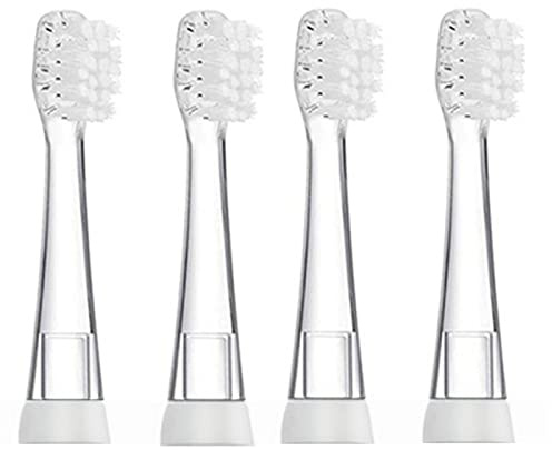 Seago SG602 SG902 Ersatzbürsten für Baby Sonic Elektrische Zahnbürste 4 Stück Weich Aufsteckbürsten Ersatzköpfe Alter 18-36 Monate (4 Mini PLUS Bürstenköpfe)