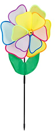 Relaxdays Windrad, Blume, doppelläufig, Windspiel für Garten & Balkon, HBT: 85 x 36 x 10 cm, Windmühle für Kinder, bunt