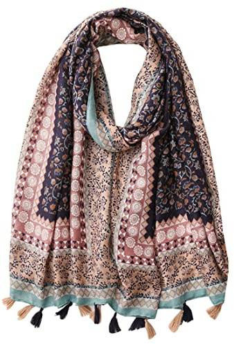 KOOYOL Bufanda Mujer Fulares Bufandas Estampado Chales algodón Chale Estolas Pashminas Elegante Cuello Tiras calientes de invierno Bufanda