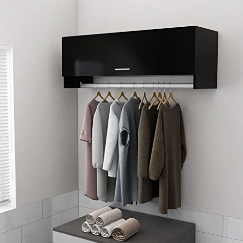 MOONAIRY Kleiderschrank, Schlafzimmerschrank, Kleiderschränke, Garderobenschrank, Ordnungssystem Kleiderschrank, Haushaltsschrank, Schwarz 100x32,5x35 cm Spanplatte
