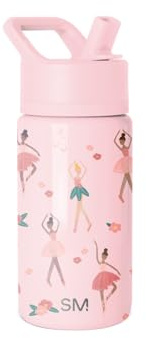 Simple Modern vattenflaska för barn med sugrör | Isolerat rostfritt stål återanvändbar tumlare för småbarn, flickor, pojkar | Summit Collection | 415 ml | Rosa ballerina