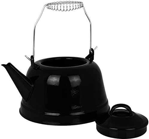 Michelino Campingkessel mit Henkel 2,4L schwarz Wasserkessel Teekessel Kaffeekessel Wasserkocher