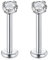 Rajnard Silber Lippenpiercing Stud 16G 1.2mm Chirurgenstahl Helix Ohrringe 10mm Länge Cartilage Tragus Labret Piercing mit 3mm Zirkon Innengewinde Piercing Schmuck für Frauen Männer