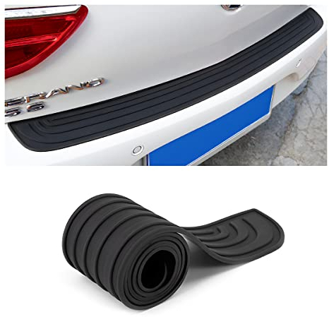 Protezione Paraurti Posteriore Auto, Protettore del Bagagliaio in Gomma 90cm x 7cm, Resistente ai Graffi e Antiscivolo, Adatto Alla Maggior Parte Degli Accessori Esterni Dell'Auto (Nero)