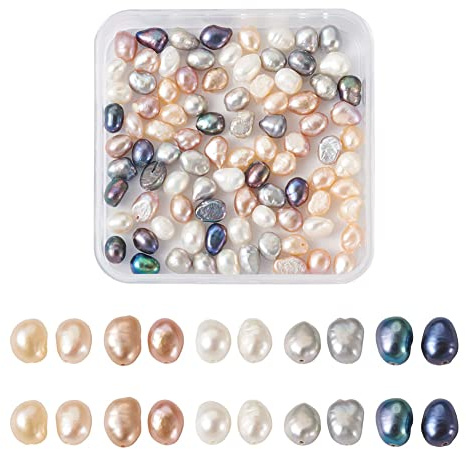 Boutigem - 100 perle naturali d'acqua dolce coltivate, forma ovale chicco di riso, 4~6,5 mm, per collane, orecchini, decorazioni per matrimoni e creazione di gioielli