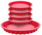 Coolinato 5er Set Silikon Tarteformen rund, Rot, 1x groß 4x klein, Silikonformen zum Backen von großen und kleinen Tarte Kuchen, inkl. 4 Rezepten