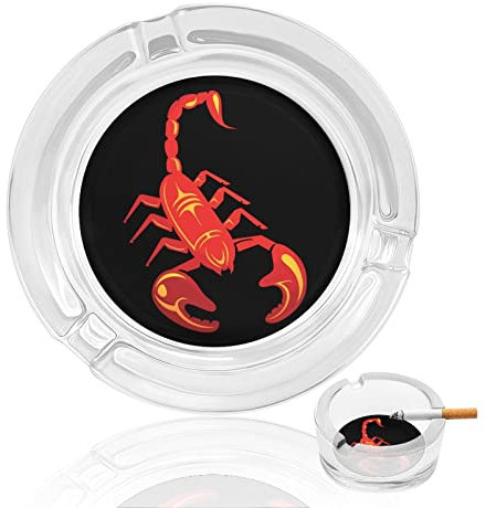 Scorpion Round Glass Ashtray For Cigarettes Ash Tray Case Holder For Home Table Office Indoor Decoration