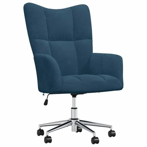 vidaXL Relaxsessel mit Rollen Drehbar Höhenverstellbar Fernsehsessel Polstersessel Polsterstuhl Relaxstuhl Sessel Ohrensessel Wohnzimmer Blau Samt
