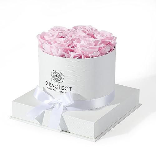 Graclect Flowers for Delivery Prime - Preserved Roses in a Box - Forever Flowers, Immortal Roses, Eternal Rose Birthday Gifts for Her, for Mom - Pink Rose