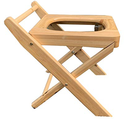 FUYAO Folding Commode All Solid Wood Folding Toilet Chair, Portable Camping Toilet Stool, Mobile Bathroom Shower Chair for Disabled People The Elderly
