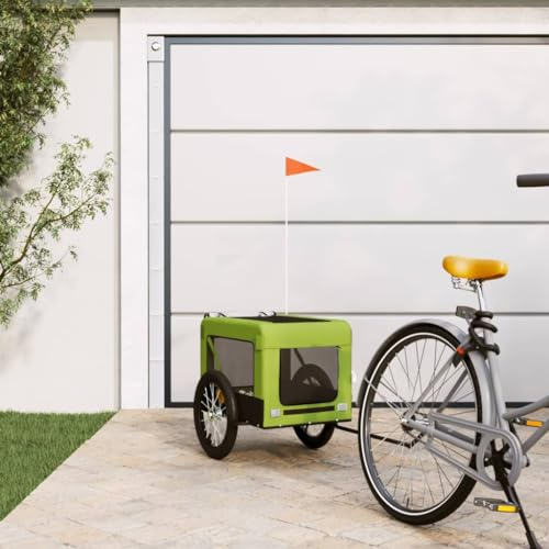 ZEYUAN Fahrradanhänger Hunde Grün und Schwarz Oxford-Gewebe und Eisen, Fahrrad Anhänger, Lastenanhänger, Handwagen, Fahrrad-lastenanhänger, Lastenfahrrad 93920