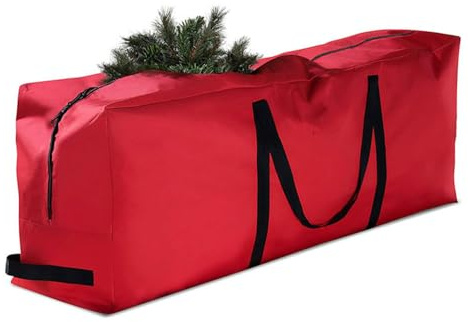 Odot Weihnachtsbaumtasche, Weihnachtsbaum Tasche mit Tragegriffen, wasserdichte Weihnachtsbaum Taschen Aufbewahrung - Transporthülle Weihnachtsbäume für Bäume zu 2,3m (122x38x51cm,Rot)