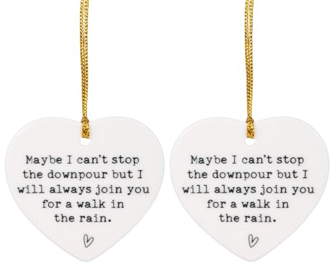 Maybe I Can't Stop the Downpour Plaque, Ceramic Heart Souvenir Hanging Friendship Plaque Crafts Friendship Gift Bestie/Sister Tough Time Gift Hang Sign Ornament for Wall Door Decor