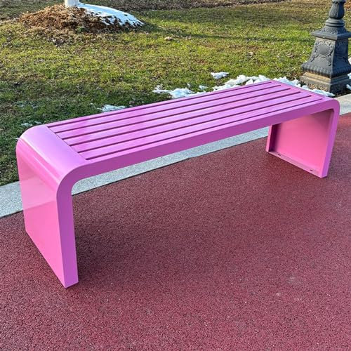 Bank Modern Gartenbank Sitzbank Aus Metall Eisen Blumenbank Gartenbank Ohne Lehne Sitzbank Parkbank Gartenmöbel 100cm/120cm/150cm Einmal Geformte,keine Installation Erforderlich 100x40x45cm pink