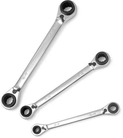 wanlvkang Umschaltknarren-Kastenschlüsselsatz, 2-teilig mit 4-in-1-Ratschen-Kastenende (Kombi)