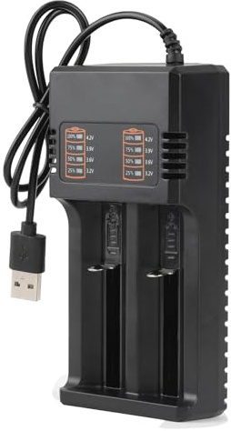 18650 Battery Charger, Universal Fast Charge 3.7V Li-ion Battery Charger for 18650 Rechargeable Battery for 18650 18490 18350 17670 17500 16340 14500 with USB Cable, LED Indicator
