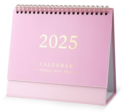 Tischkalender, Tischkalender 2024-2025 19x16cm Akademischer Jahreskalender zum Aufklappen Gültig von Juli 2024 bis Dezember 2025 für Schule Büro und Zuhause (Rosa)