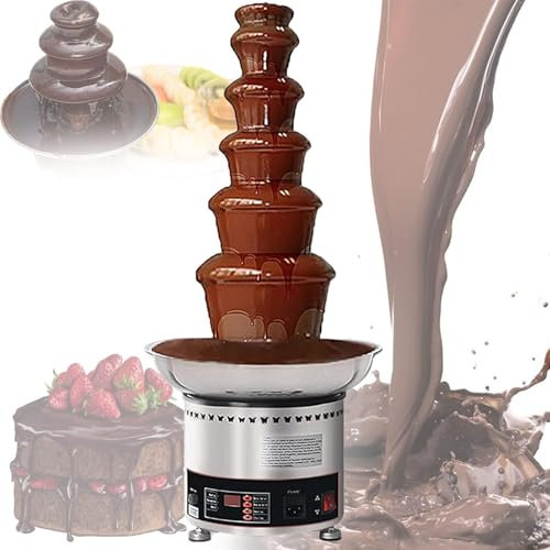 RayGenius Fuente De Chocolate, Fuente De Chocolate EléCtrica De 4/5/6/7 Niveles, Fundidor De Acero Inoxidable para Cocinar, Comercial, Hogar, Bodas.,5Layers