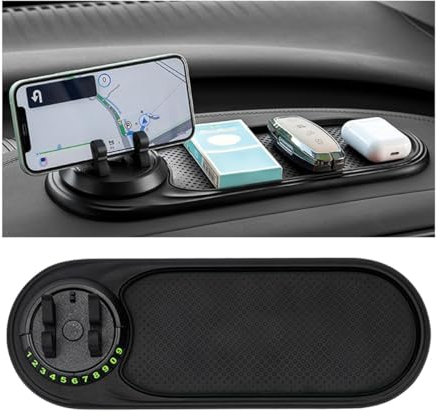 ZeQYyN Antirutschmatte Auto Handyhalterung, Antirutschpads mit Parkscheibe Handyhalterung Armaturenbrettablage 360 ​​Grad Drehbar Anti Rutsch Handyhalterung