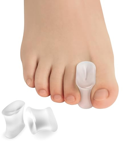 Welnove Gel Toe Separators – Upgraded Aloe Vera Extract Infused Silicone Toe Spacers for Straightening Overlapping Toes, Calluses – Bunion Corrector for Men and Women (6 Large, Clear)