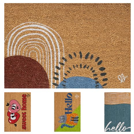 OLIVO.shop JOY 17 - Zerbino in cocco con scritte e stampe colorate, 40x60 cm (ABSTRACT)