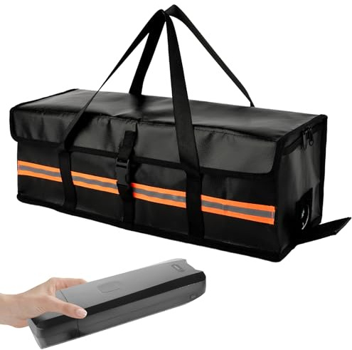 Neerow Ebike Akku Tasche, Feuerfeste Box für Fahrradakku bis 1800 °C | Akku Tasche Feuerfest Wasserdicht, Explosionsgeschützt für Lagerung, Transport, Laden (49 x 15 x 15cm)