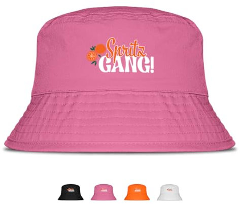 Spritz Gang - Lustiger Fischerhut – Der perfekte Sonnenhut für Herren & Damen – Ideal als Malle-Outfit, Party-Accessoire & Festival-Eimerhut für den Strand | Farbe Pink