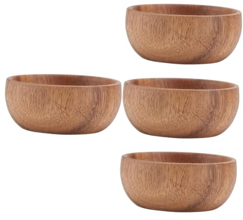 CHICAMPERA 4pièces Plateau Bois Décoratif Pour Service De Salades Et Plats Maison Pour Dîner Et Présentation Marron