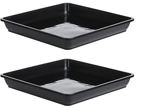 AMISENK Juego de 2 bandejas de goteo para macetas de jardín, colección de agua para el hogar, jardín, suministros de platos en maceta