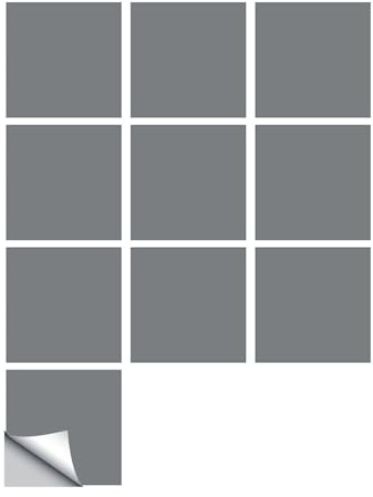 DOTBUY-SHOP Autocollant Adhésif pour Déco Carrelage de Cuisine, Couleur Unie Autocollant Carreaux Salle de Bain 10 PCS Stickers Carrelage Stickers Carreaux pour Décoration (Gris clair,20x20cm)