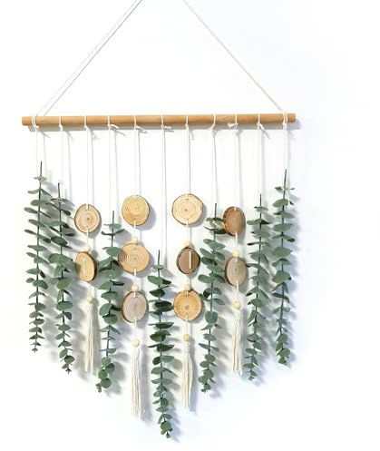 Wandbehang Boho Wanddeko, Pflanzen Wanddekoration Deko Wand Künstlicher Eukalyptus Fensterdeko Hängend für Schlafzimmer Wall Wohnzimmer Esszimmer Küche Outdoor