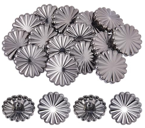 SUPERFINDINGS 20 Stück Stegknöpfe Kanonenmetallic Legierungsknöpfe 25mm Blumenrunde Metallknöpfe Einlochknöpfe für Bekleidung Handarbeiten Nähen DIY Verzierungen Luxusbekleidung Anzüge mit 5mm Loch